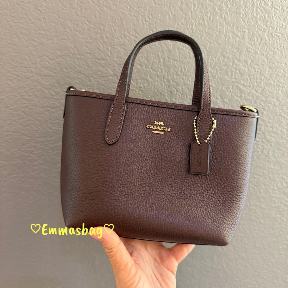 COACH City Mini Tote Bag Leather CW031 Gold/Maple